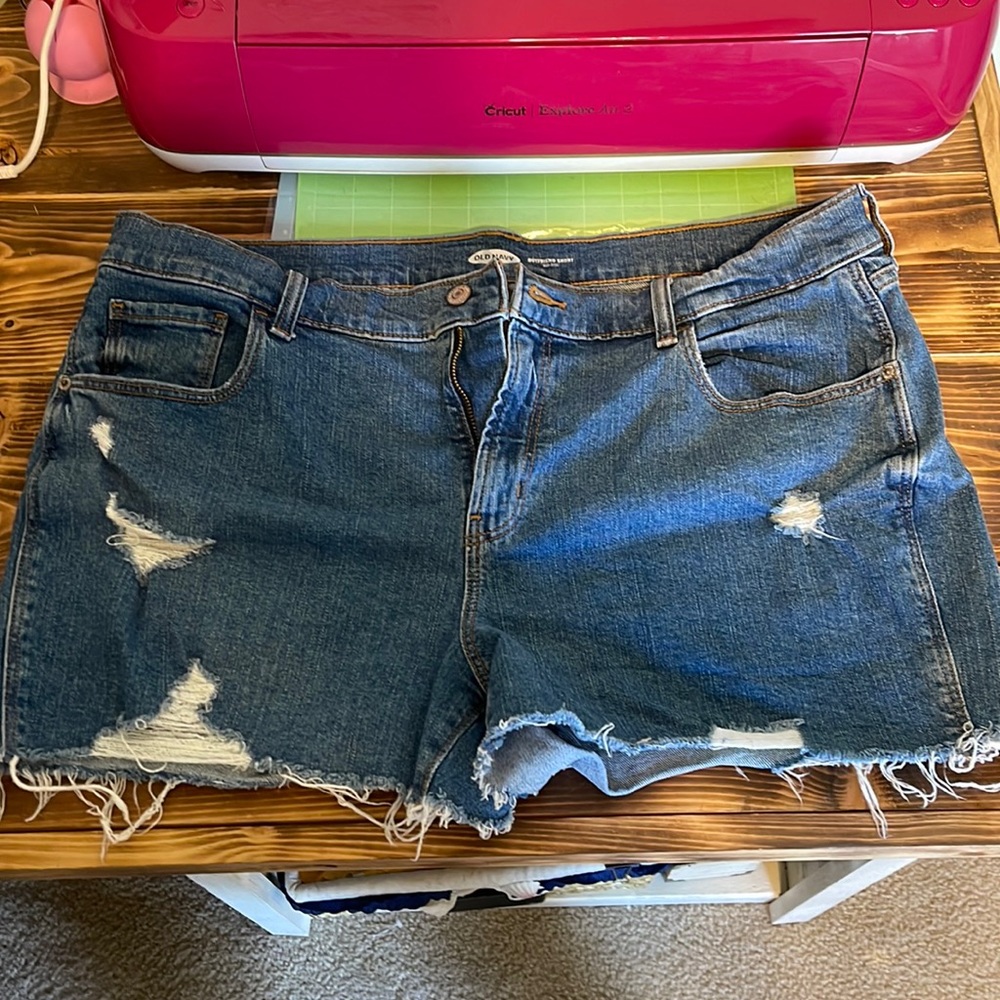 16. Old Navy boyfriend cutoff Jean shirts. EUC.